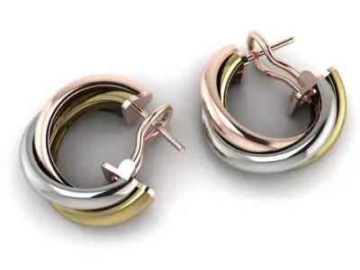 Trinity Earrings Jewelry Brand Gold 3D print model