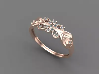 Womens Diamond Signet Ring Women Rings 3dmodels 3D print model 3D print model 35