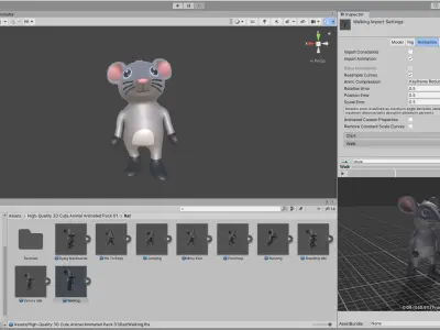 High-Quality 3D Cute Rat - Animated for Games  Low-poly 3D model