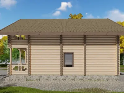 3D model of a wooden house 3D model 2