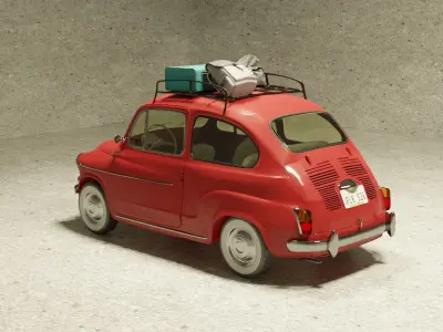 FIAT 600 Classic 3D model with basic interior detail 3D model