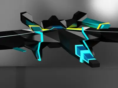 Low-poly starship for the game Low-poly 3D model