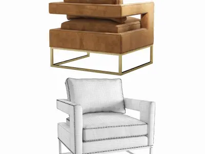 Avery Cognac Velvet Chair 3D model