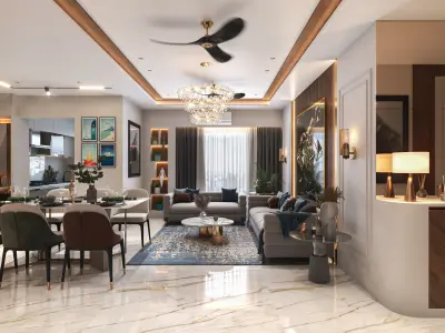 modern Livingroom with luxury Low-poly 3D model