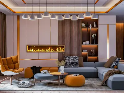 MODERN LIVING ROOM 3D model 3