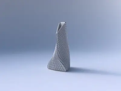 Vase twist grounded tipping triangle with bent extruded pattern 3D print model