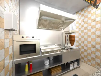 interior restaurant fast food  3D model
