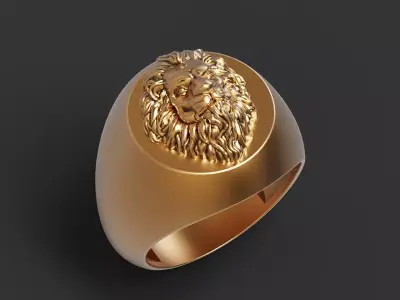 Fashion Lion  Man Ring Silver Gold  Print 3D print model