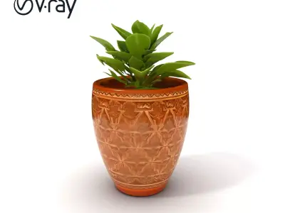 Decorative Plant in Ornate Pot Model Pack Low-poly 3D model
