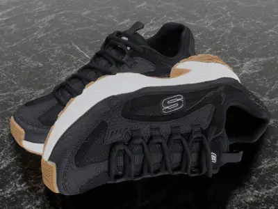 SKECHERS 3D SHOES - BLACK - WHITE - BROWN Low-poly 3D model