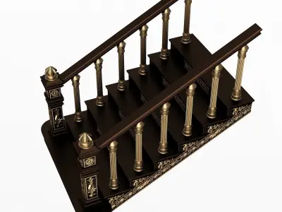 Carved Stair 05 Black Low-poly 3D model