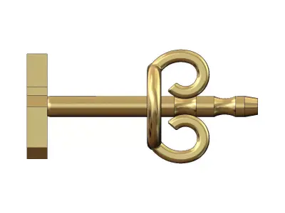 5 five number varsity font stud earring 3D print model