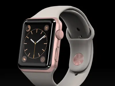 Apple Watch Rose Gold Aluminum Case Stone Sport Band Low-poly 3D model