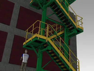 Industrial Ladder Low-poly 3D model