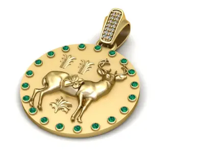 DEER ANIMAL COIN PENDANT 3D PRINTABLE MODEL  3D print model