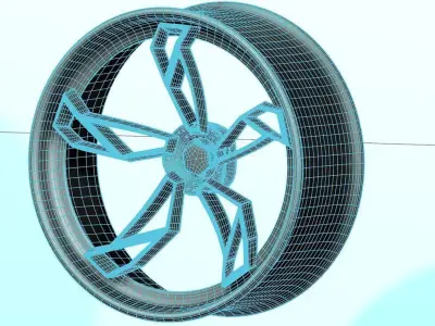 Exclusive sports car wheel Low-poly 3D model