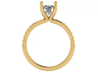 4 prong solitaire ring open shank side view  3D print model