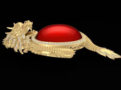 Luxury Dragon Oval Cabochon Pendant 3161 3D print model