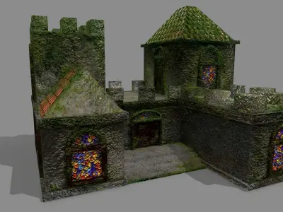 Castle with ivy Low-poly 3D model