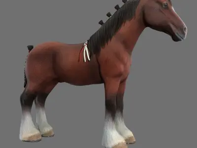 Clydesdale Horse Low Poly Low-poly 3D model