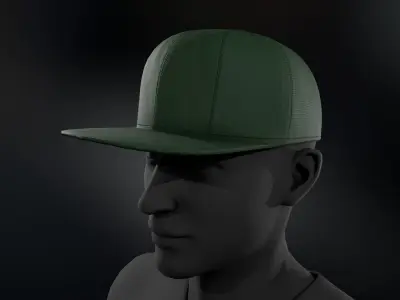 Green Snapback Cap Low-poly 3D model