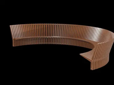 Astral Bench-walnut wood Low-poly 3D model