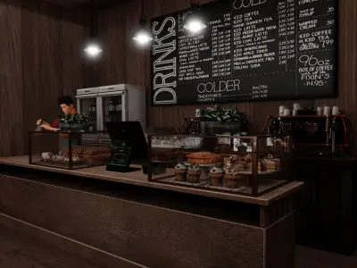 Mini Cafe Blender Scene  3D model