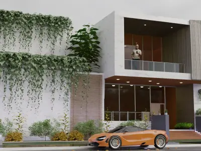 Modern villa 2023 Low-poly 3D model