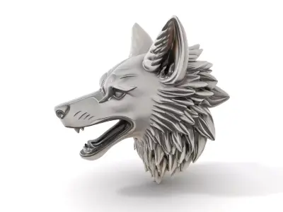 Silver Wolf Head model pack Low-poly 3D model get