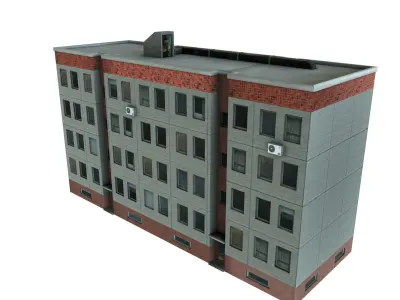 Panelbuilding - Plattenbau DDR - Russia  Gameready for Engines Low-poly 3D model