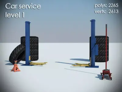 Car service level Low-poly 3D model