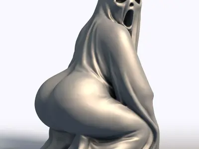 Cheeky Ghost Statue Whimsical Halloween Decor 3D print model
