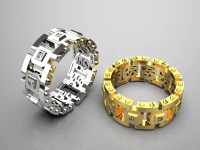  Luxury man Rolex design diamond ring model ror0011 3D print model