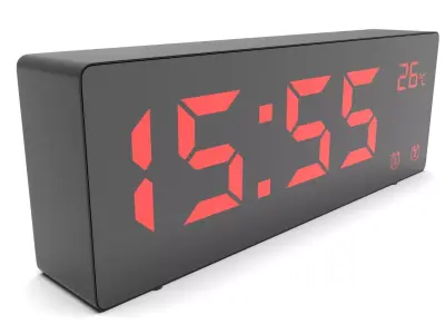 CLOCK BLACK RED Low-poly 3D model