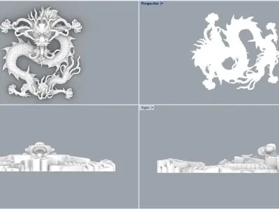 Chinese  Dragon Half 3d 3D print model