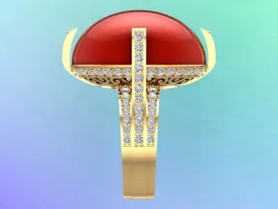 Gemstone Rings - Oval stone ring - Womens Rings 3D print model