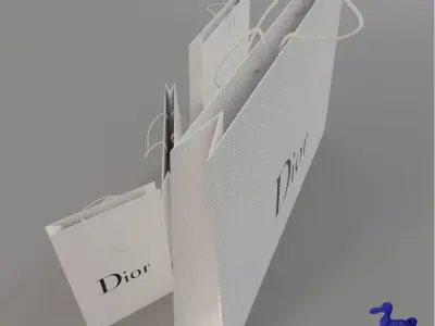 Dior Shopping Bag - Luxury 3D Packaging Model Low-poly 3D model