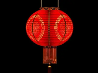 Chinese Red Lantern 3D model 11