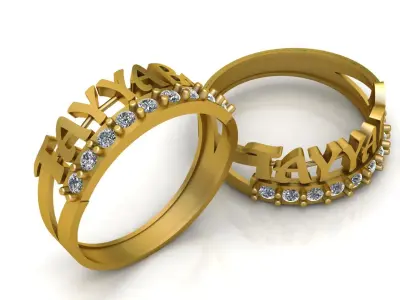 Stylish Names Diamond Ring 3d Printable model 3D print model