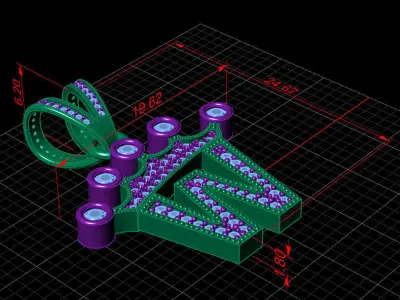 W letter pendant 3D print model