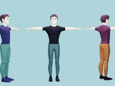 Rigged Lowpoly Man 3D Model Poseable Free 3D model