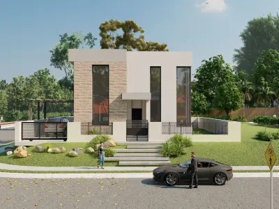 Suburban Modern Villa  3D model