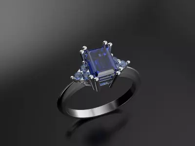 Emerald ring for women 3D print model