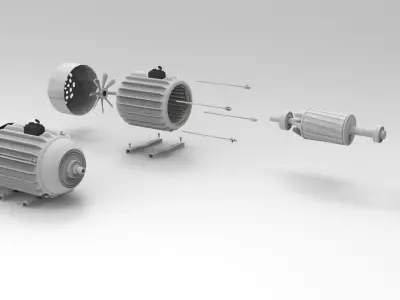 Electric motor  stator  rotor armature winding exploded model 3D model