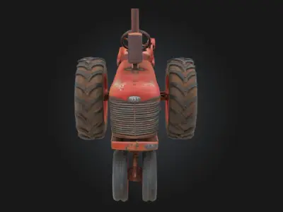Rustic Red Tractor  Vintage Farm Vehicle 3D model