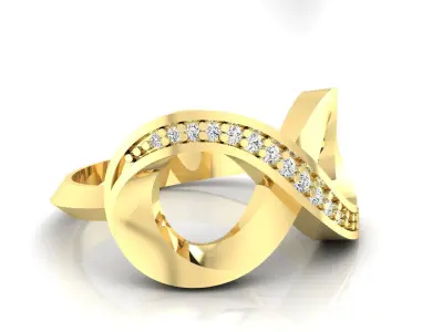 Ring M50 The luxury female ring with gems wedding 3D print model