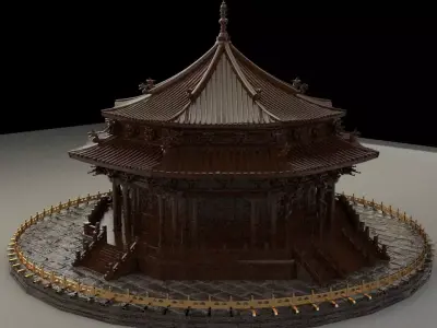 Chinese wooden house 3D model