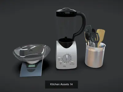 5 Kitchen Assets Pack 3D Model Collection