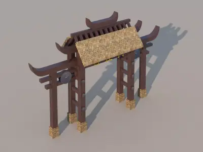 Hani Ethnic Style Gate 3D Model 3D model