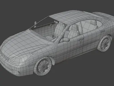 Generic Sedan Car With Interior Lowpoly 3D Model Low-poly 3D model